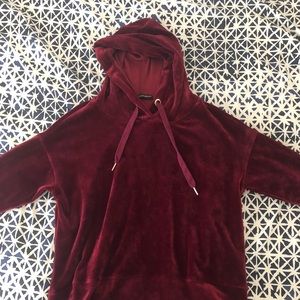 Red velour hoodie